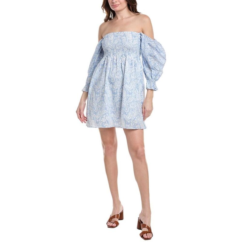Serenette Womens  Smocked Mini Dress, Blue